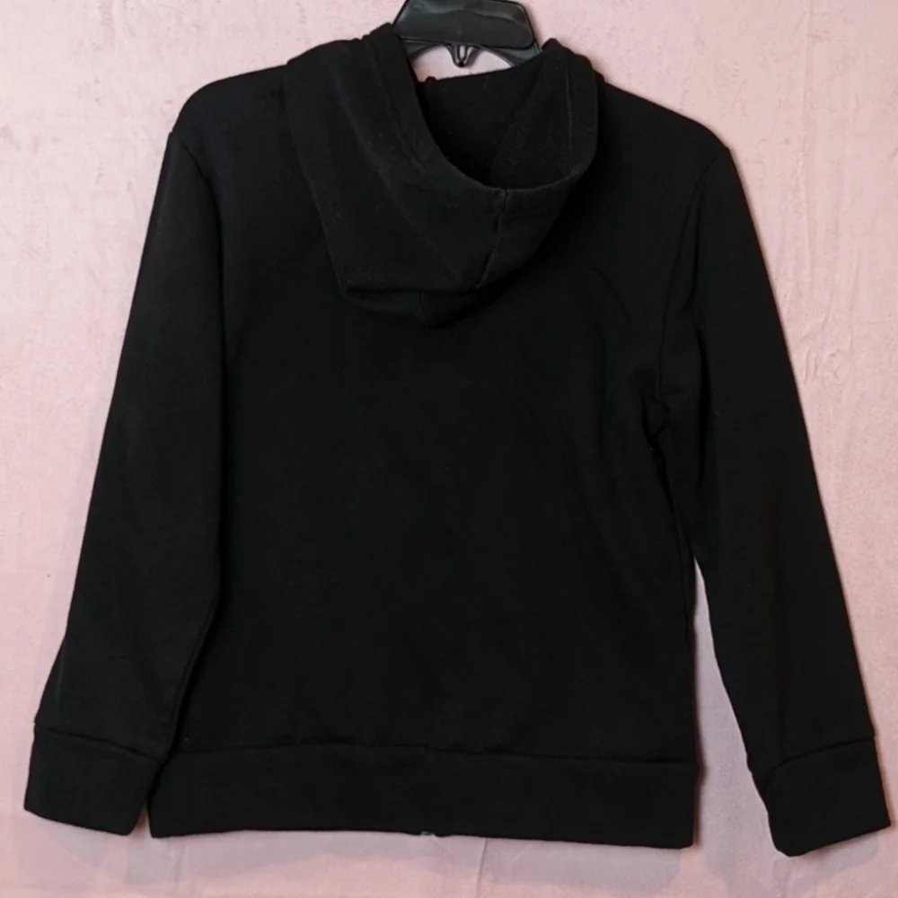 Old Navy Fleece Black Full Zip Logo Hoodie size XL 14/16